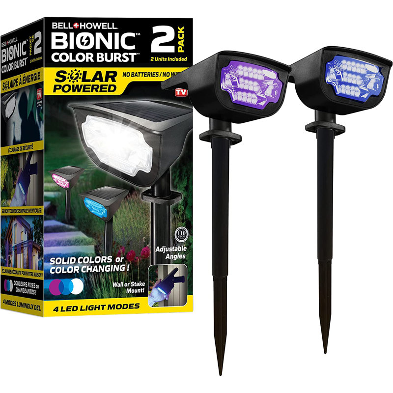 Bell+Howell Bionic Color Burst Solar LED Pathway Lights, 2 Pack
