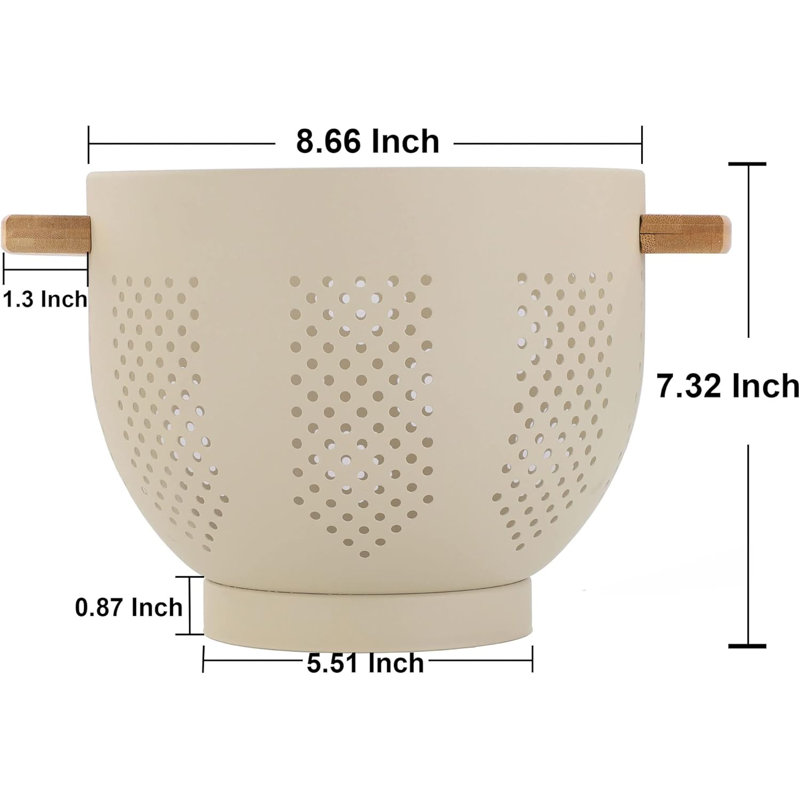 5.5 Quart Powder Coated Steel Large Kitchen Strainer Stable Base