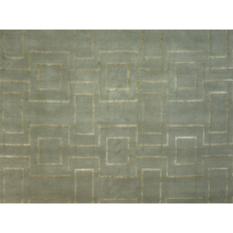 Hand Knotted Area Rug in Olive And Green, Rectangle 9' x 12'