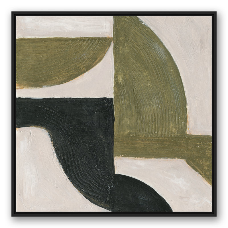 Abstract Moody Shapes Acrylic Painting Print , Floater Framed Canvas, 37.75" H x 37.75" W, Black