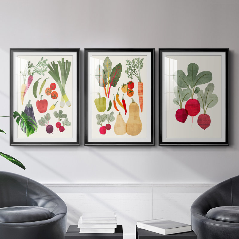 «Garden Offrant I», ensemble de 3 reproductions de cadres photo, H 37 po x l 24,5 po x P 2,5 po, Cadre noir
