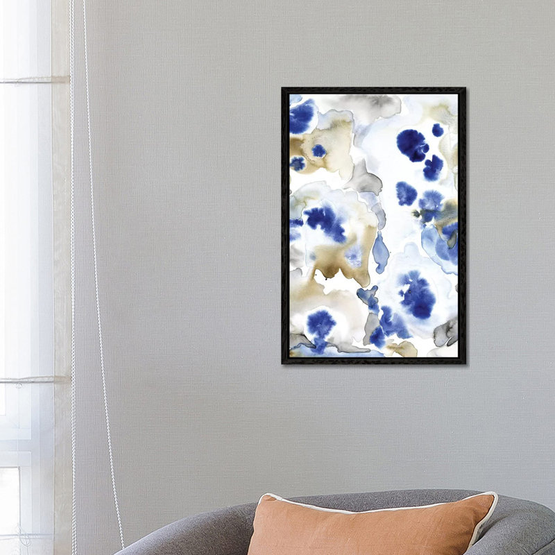 Blue Pansies II by Tim OToole - Gallery-Wrapped Canvas Giclée on Canvas, 66.04 cm H x 45.72 cm W, Black Floater Framed