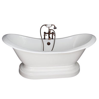 Marshall 71'' x 30.5'' Freestanding Soaking Cast Iron Bathtub with Faucet