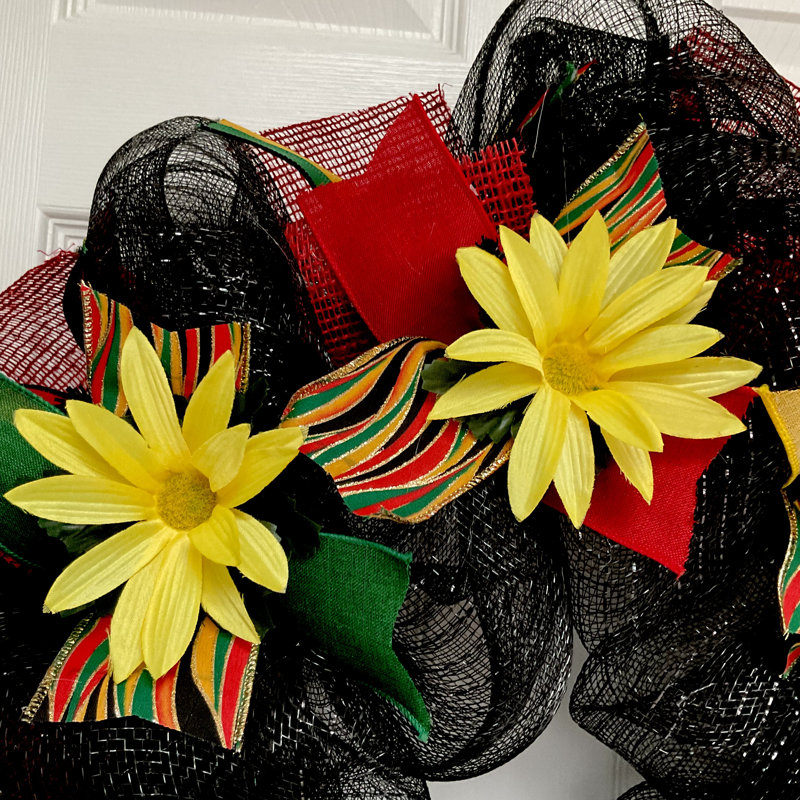 Couronne de ruban floral faite à la main Juneteenth