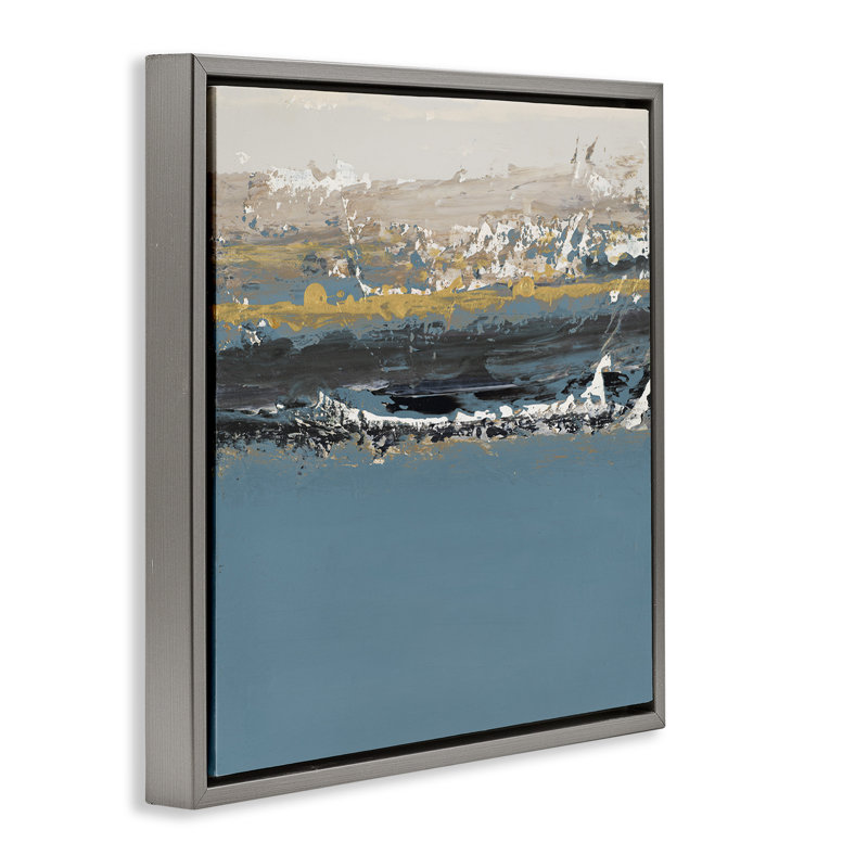 «Paint Streaked Abstraction», art mural sur toile par Patricia Pinto, Cadre flottant gris lustré, H 18 po x l 18 po