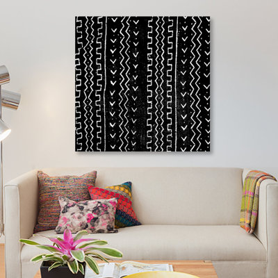 " Mudcloth Black Geometric Design VI " by Ellie Roberts