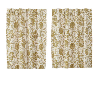 Gold Floral Curtain Tier Set