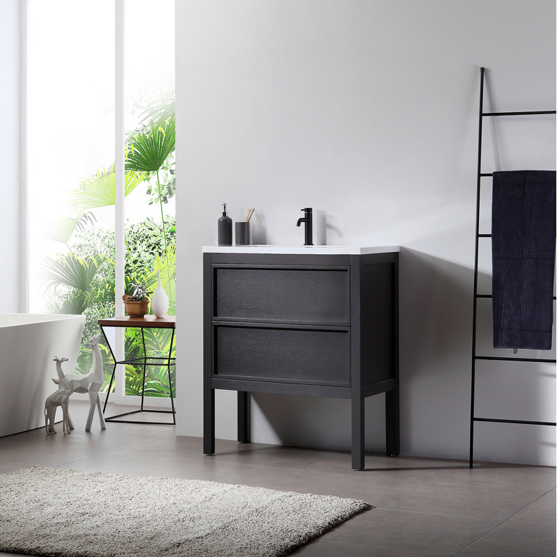 Meuble-lavabo simple 24 po Gonzalo, Gris anthracite