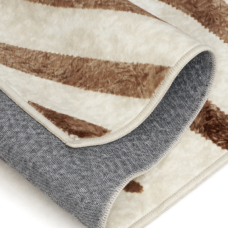 Tapis zébré Albertslund, Tapis de couloir de 2 pi x 7 pi, Beige; café