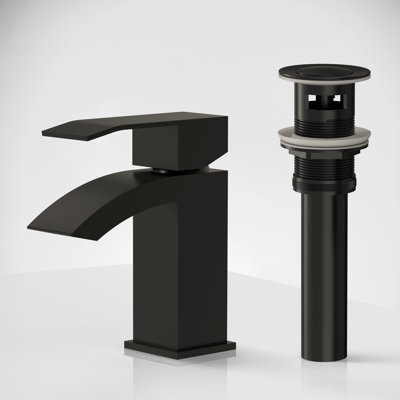 Waterfall Single Hole Bathroom Faucet, Single Handle Sink Faucet with Drain Assembly