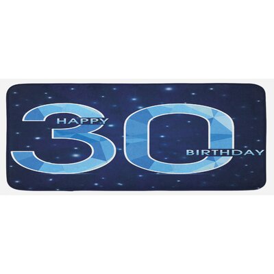 Modern Design With Polygonal Effect Emblem Starry Night Sky Image Dark Blue Turquoise Kitchen Mat -  East Urban Home, E2129F5951AA40A798C47A51D179486F