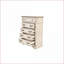 Commode à 5 tiroirs avec commode blanche antique Plateau en noyer | Blanc antique | Panneau de particules + panneau de fibres à densité moyenne, contreplaqué