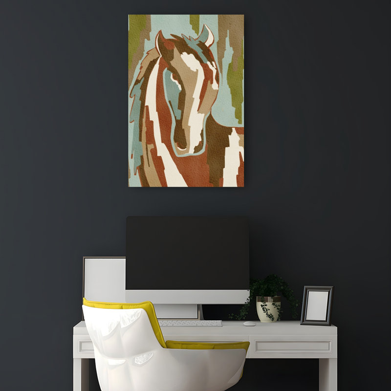 Portrait abstrait cheval abstrait géométrique moderne, portrait de nature, art mural