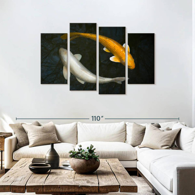 Brampt Silver And Gold Koi, 48" H x 75" W
