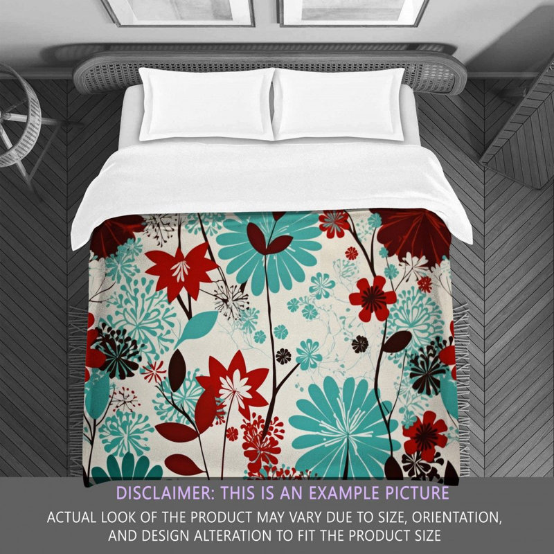 Funky Bedding, Red/Green Floral, Twin Extra Long Comforter