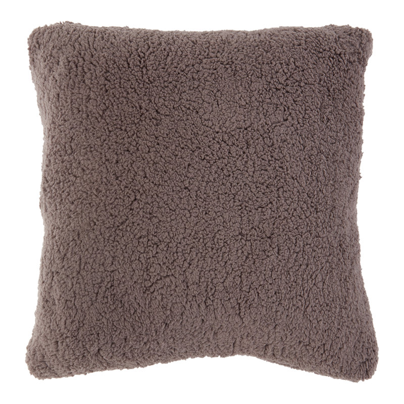 Coussin décoratif en sherpa, Polyster / bourre de polyester, Fossile