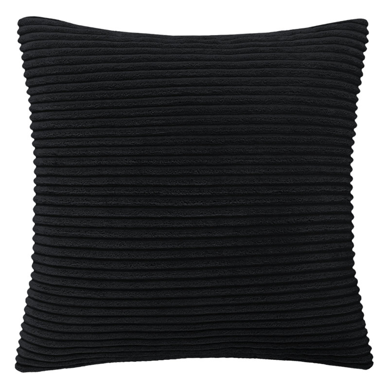 Aspire Homeware Striped Square Velvet Cushion Cover, Black, Pack of 6