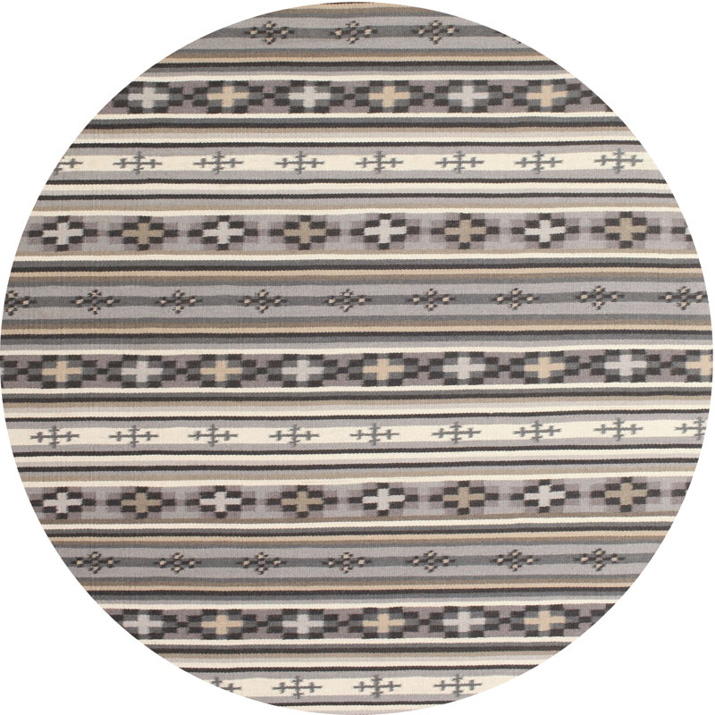 Tapis gris/gris clair contemporaine, Rond 6 pi