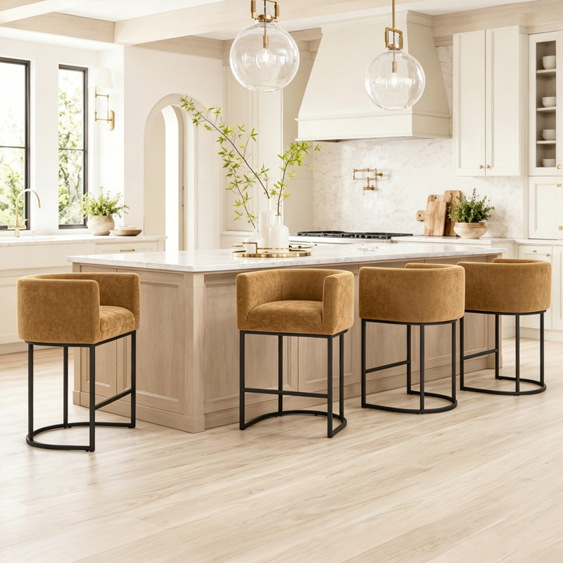 Tabouret de bar 26 po, Yellow Seat/Black Frame, 4