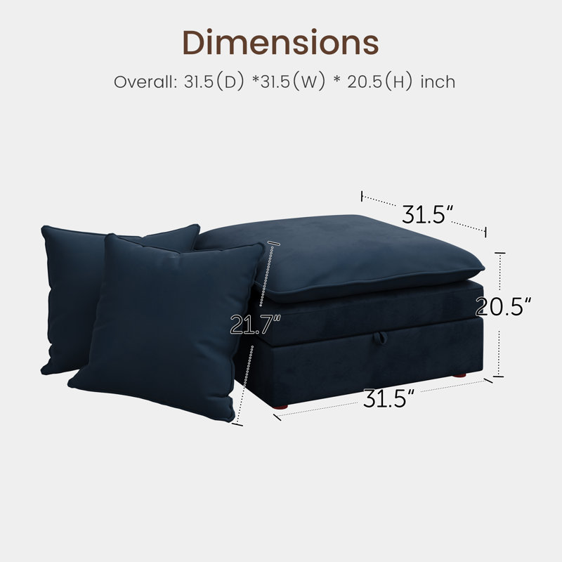 Repose-pieds + coussin Velours côtelé gris foncé, Velvet, Blue