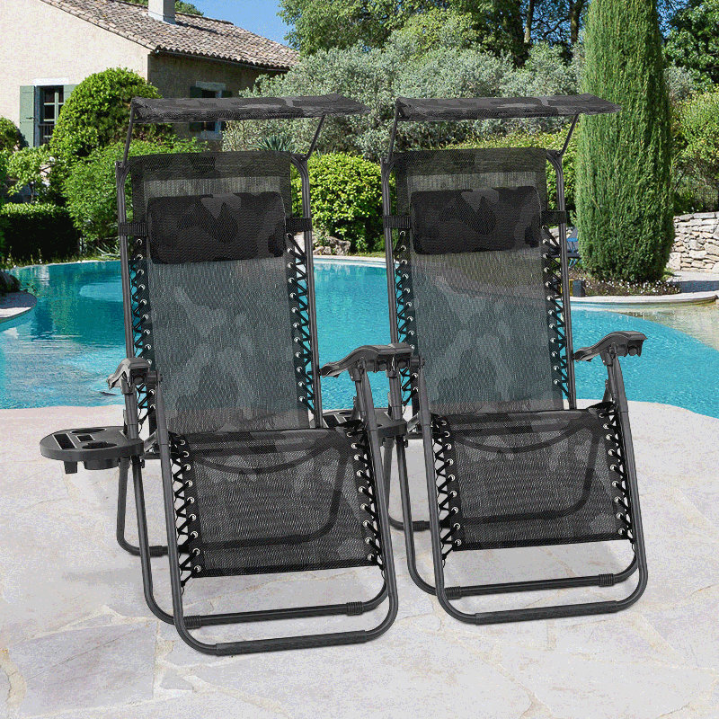 Zero Gravity Chairs 330 Lb Capacity Adjustable Canopy Headrest For Outdoor Patio Or Beach, Camouflage
