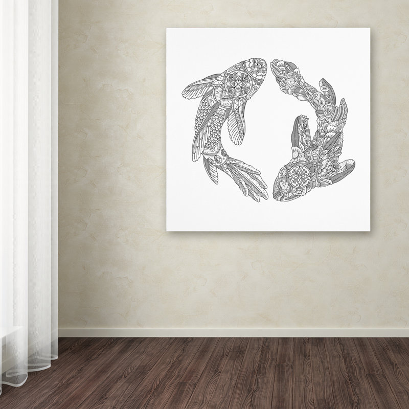 «Koi Fishes» par Chouquer, impression sur toile tendue, H 14 po x l 14 po x P 2 po