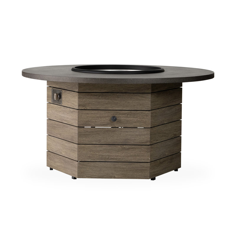 Frontier 25.8" H x 48" W Aluminum Propane Outdoor Fire Pit Table with Lid