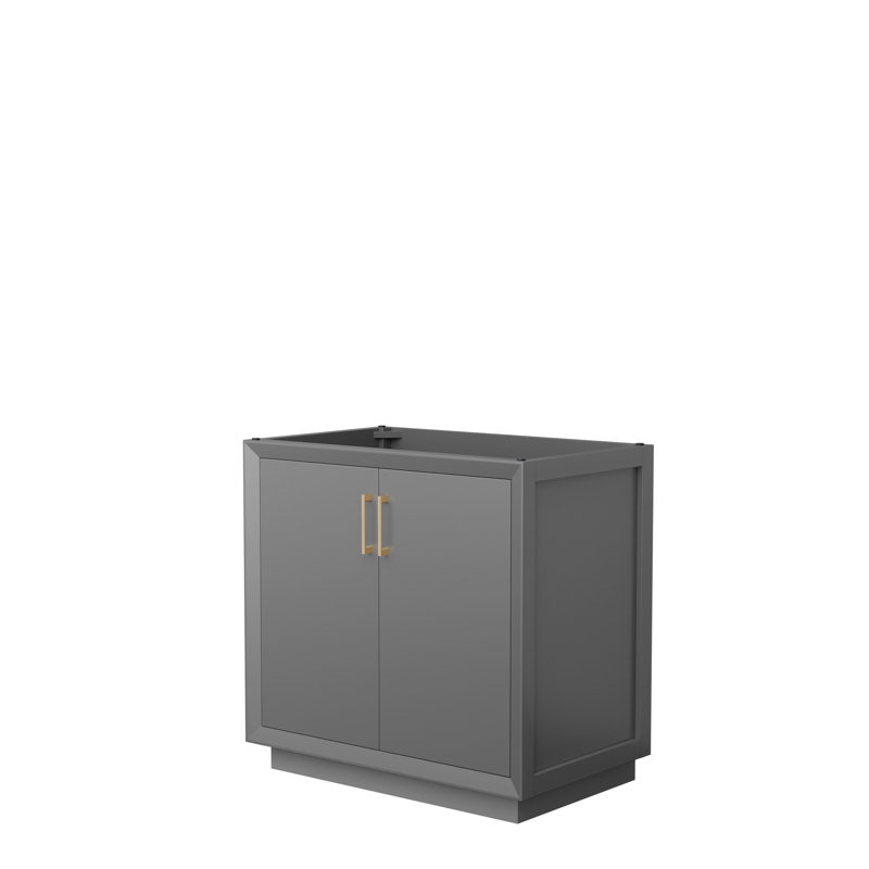 Base de meuble-lavabo simple 35,25 po Strada seulement, Gris foncé / brun