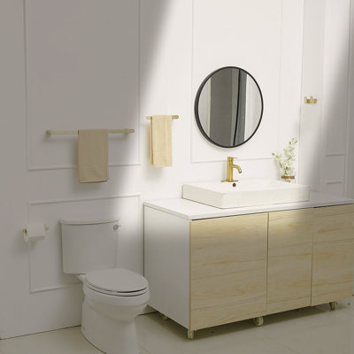 5-Piece Bathroom Hardware Set With Towel Bar, Towel Hook, And Toilet Paper Holder, Brushed Gold Finish, Suitable For Kitchen, Bedroom, And Living Room