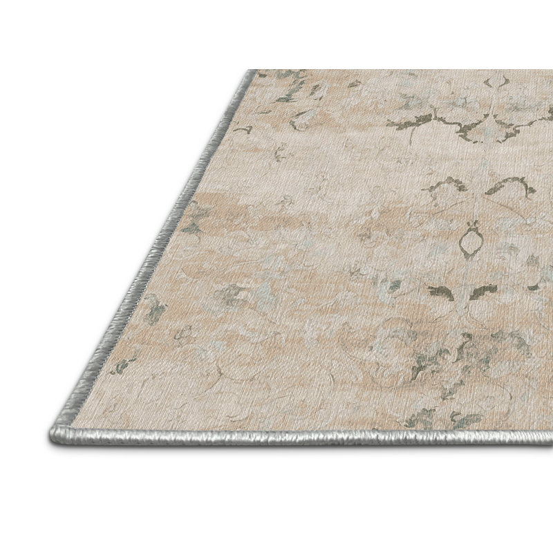 Tapis beige lavable à la machine GSIX03673, Rectangle 4 pi x 6 pi