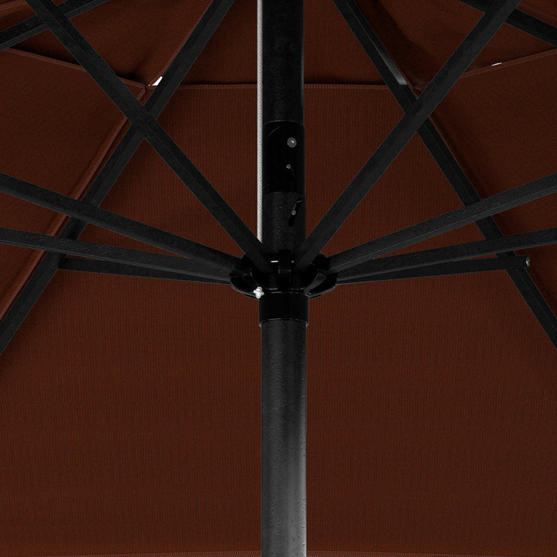 Parasol de marché en aluminium 9 pieds et manivelle à inclinaison automatique en oléfine, Terre cuite - oléfine