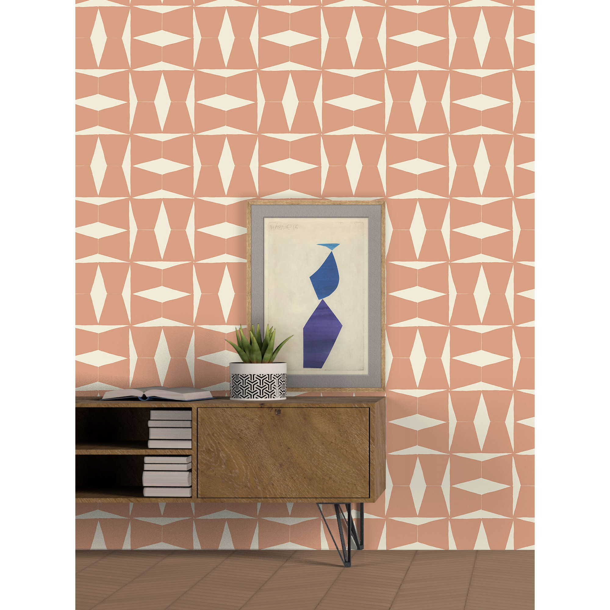 Albie Geometric Wallpaper, Orange/Cream