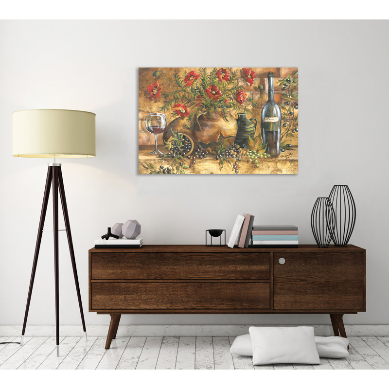 «Tuscan Kitchen Red Poppies», reproduction d'art sur toile tendue, H 28 po x l 42 po