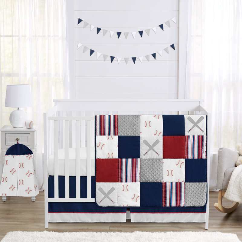 Baseball Patch 4 Piece Crib Bedding Set