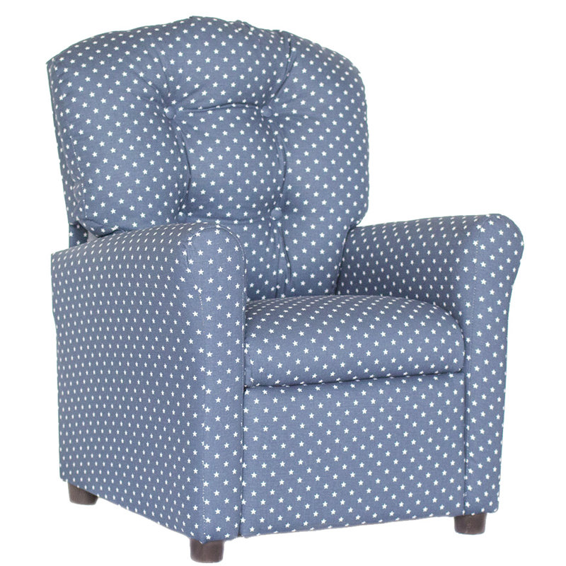 Cyinthia Kids 13'' Recliner and Ottoman, Navy