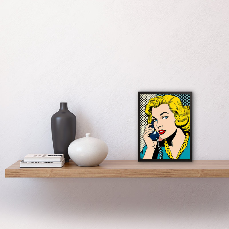 Felker Halftone Hello Comic Book Style 1950s Woman Telephone - Single Picture Frame Print