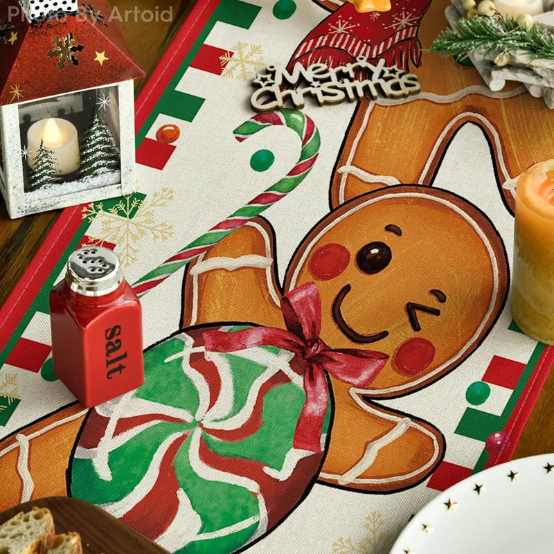 Chemin de table bonbon de Noël, décoration de table de salle à manger de saison