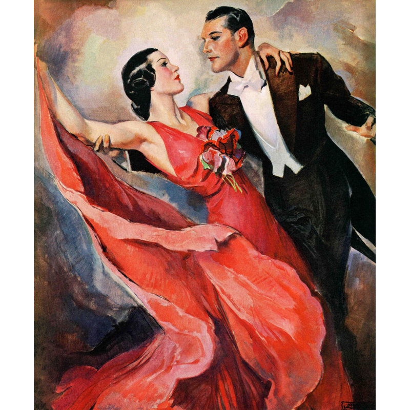"ballroom danse" par john lagatta, reproduction d’art sur toile tendue Vintage Fashion, H 29 po x l 24 po x P 1,5 po