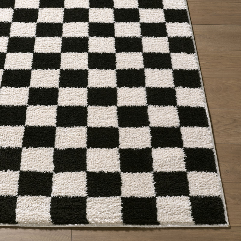 Moroccan Area Rug, Cream/Black, Rectangle 200 x 275 cm