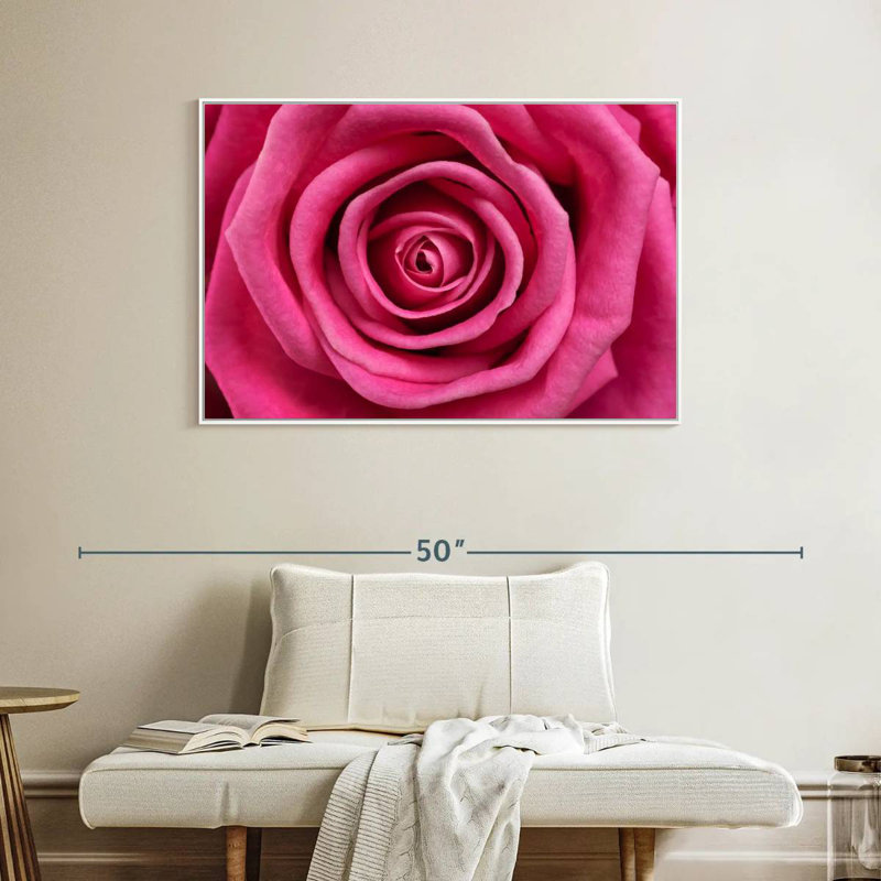 Hot Pink Rose, Floating Frame White, 40" X 27"