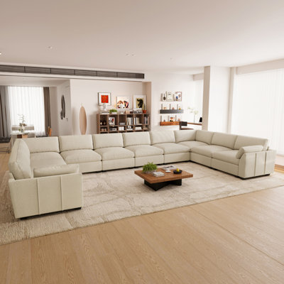 Waterproof Chenille Oversized U-Shaped Modular Sectional Sofa 200.8'' Wide Livingroom Couch with Detachable Back & Seat Cushions