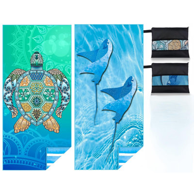 Microfiber Beach Towel,Compact 2 Pack-71x32 Inch with Bag Travel，Extra Large,Lightweight,Thin,Sand Free,Quick Dry,Absorbent.Packable for Camping,Swim,Pool,Bath,Picnic,Cruise Essentials Gift