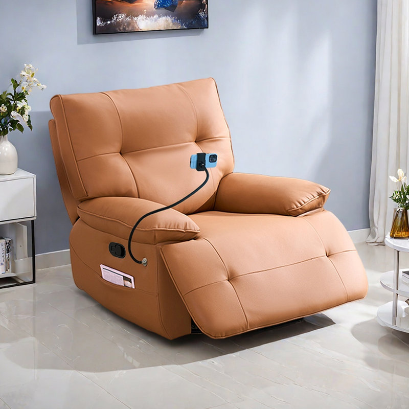 Fauteuil inclinable multifonctionnel en similicuir Quanasia, Brun