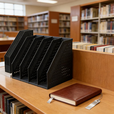 Collapsible Magazine File Holder With 4 Vertical Compartments - Space Saving Expandable Desk Organizer For Magazines, Documents, And A4 Paper