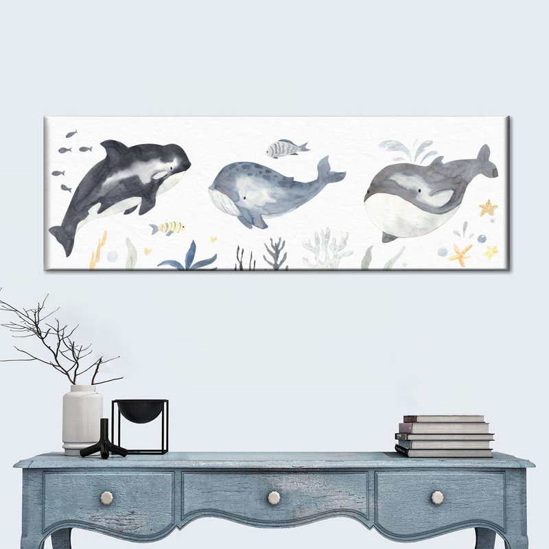 " Nursery Whales " by IvaCuddlyMural, 10" H x 30" W x 1.25" D