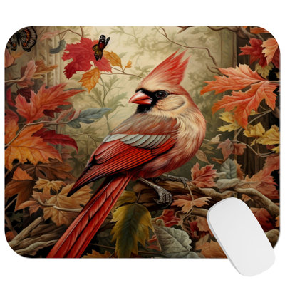 Animals William Morris Cardinal Bird VII Cottage Gaming Cute Office Laptop Desk Pad Gift Mat Square Rectangle Non-Slip Mousepad
