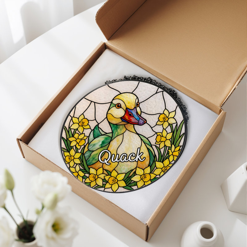 Panneau de vitrail en verre coloré 7,8 po H Daffodil, H 7,8 po x l 7,8 po