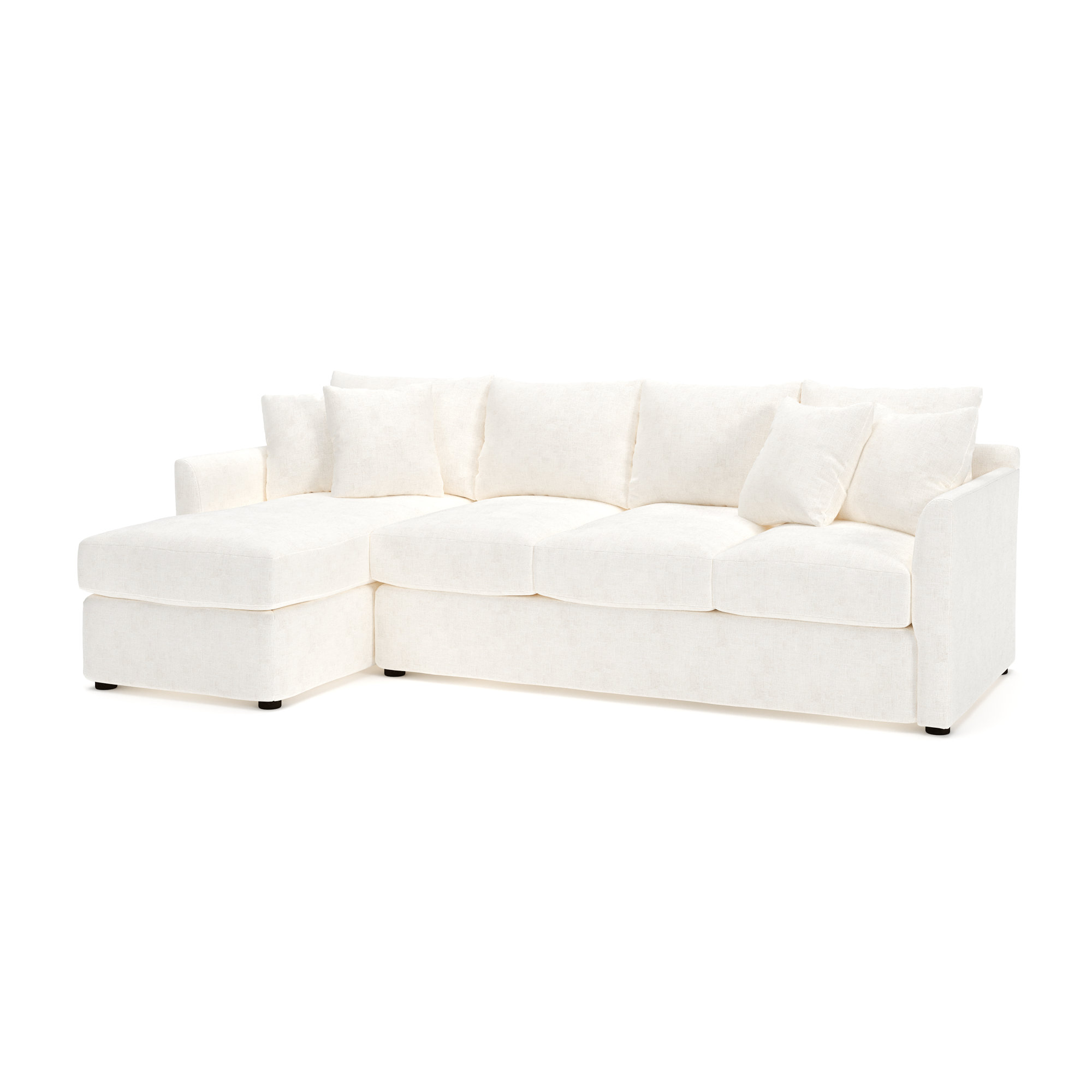 Cecelia Upholstered Chaise L-Sectional, Left Hand Facing, Bevin Natural Linen Blend