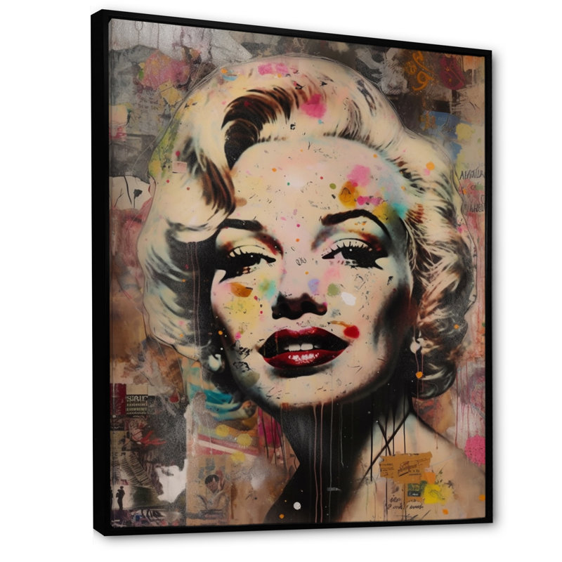 Portrait rétro de Marilyn - impression, H 20 po x l 12 po x P 1 po, Cadre flottant noir