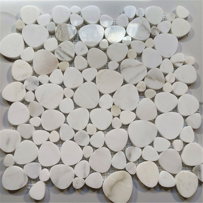 Calacatta 12" x 12" Marble Mosaic Tile, White/Gray
